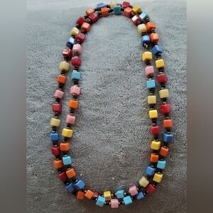 Vintage Herlequin 1930s Adjustable Art Deco Square Beaded Necklace.
